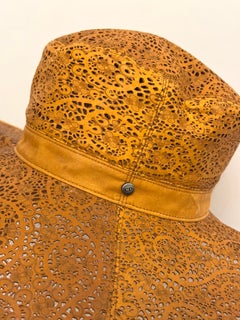 Christian Dior by John Galliano 2006 Laser Cut Lambskin Leather Wide Brim Hat