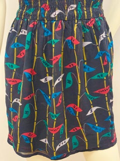 Rare Chanel S/S 1985 Silk chiffon strapless Mini Dress Cambon Print by Lagerfeld
