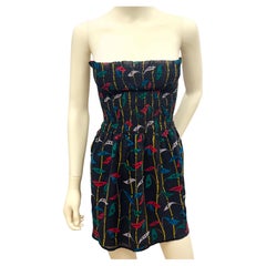 Rare Chanel S/S 1985 Silk chiffon strapless Mini Dress Cambon Print by Lagerfeld