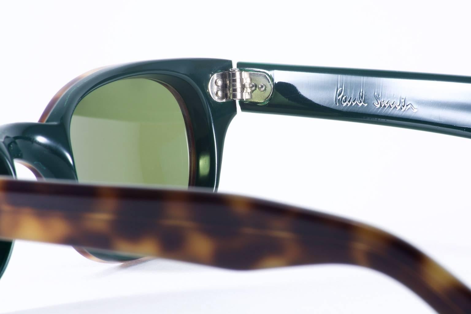 Paul Smith Dapper Tortoise Bottle Green Sunglasses In New Condition For Sale In Los Angeles, CA