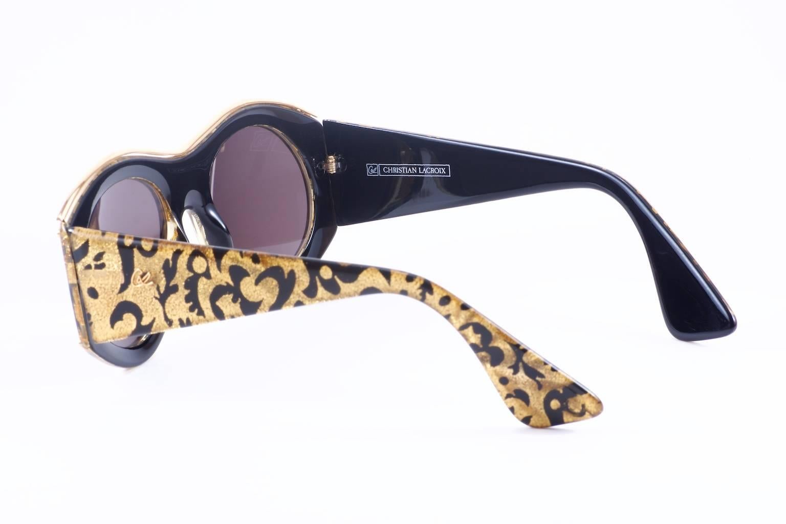 Women's Vintage Gold Rococo Christian Lacriox Sunglasses For Sale