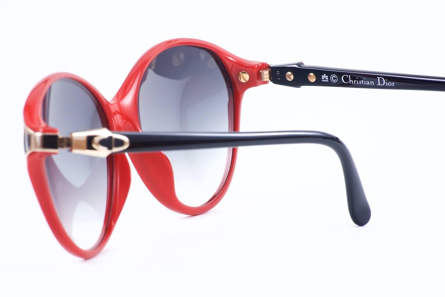 Purple Hotel de Ville's Christian Dior Wire-Topped Sunglasses, Red-Black/Gold accents For Sale