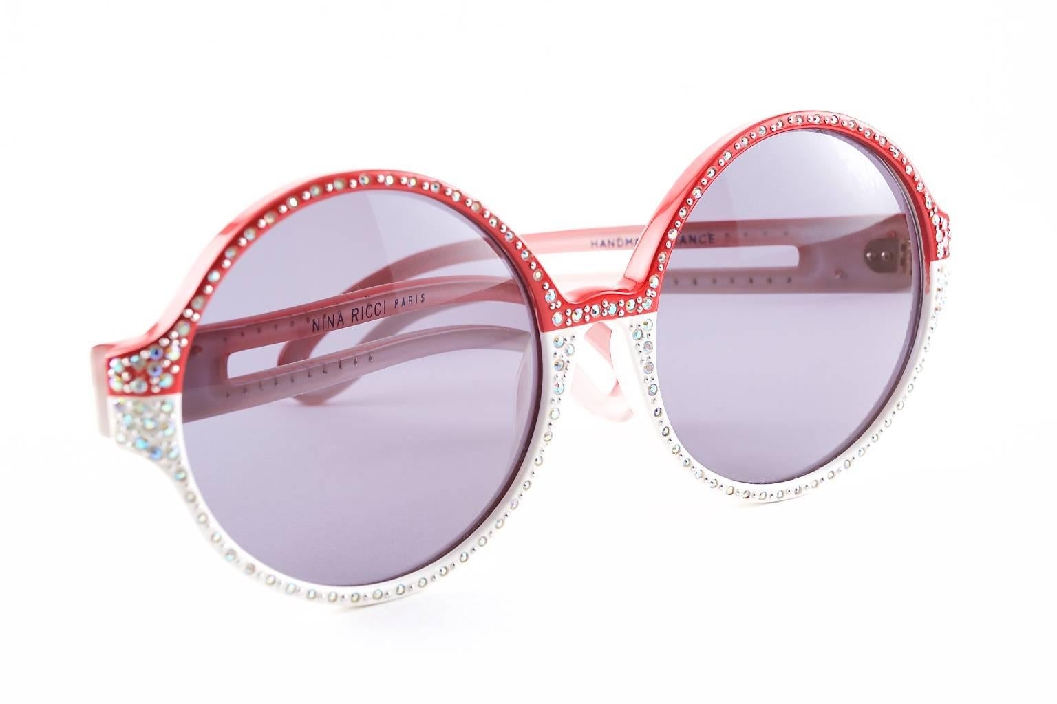 1970s Nina Ricci Vintage Rhinestones Sunglasses  In New Condition For Sale In Los Angeles, CA