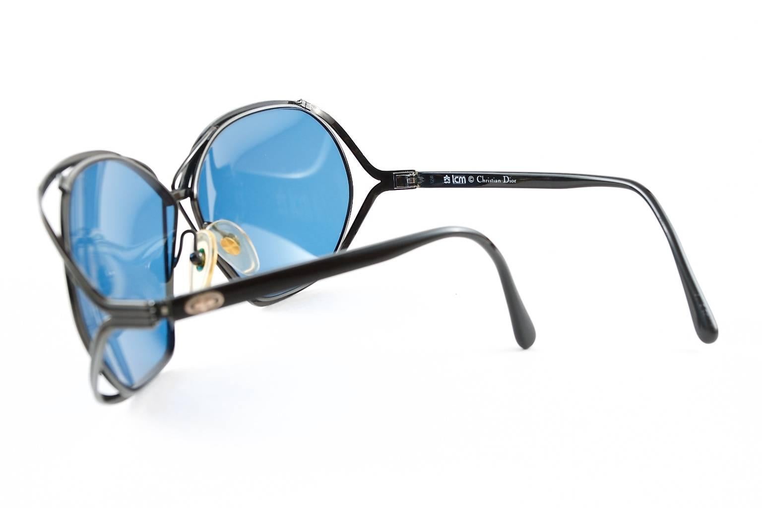 Blue 1980s Christian Dior Vintage Butterfly Sunglasses  For Sale