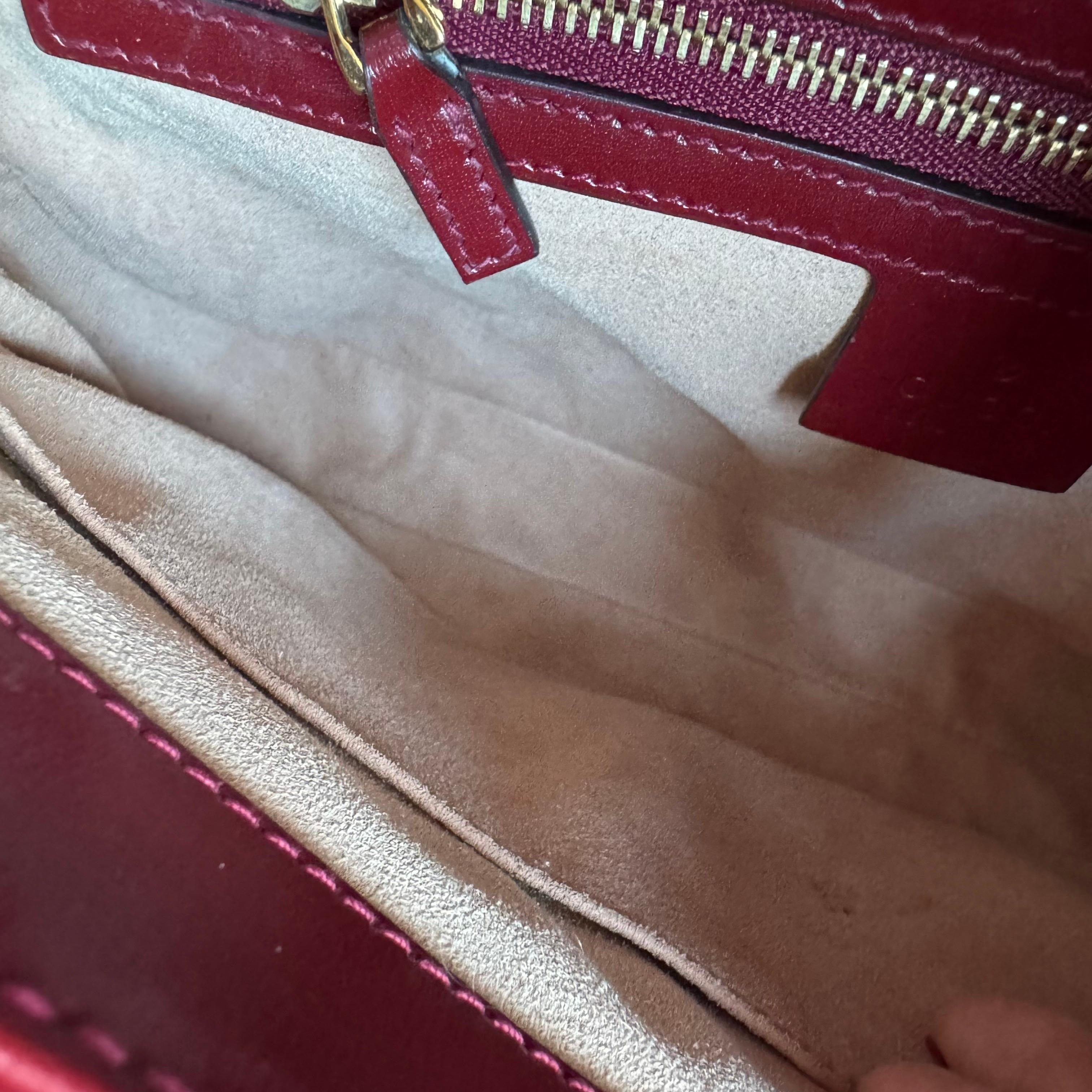 Gucci Jackie 1961 Red Burgundy Leather Small Shoulder Bag Piston Lock n Strap 14