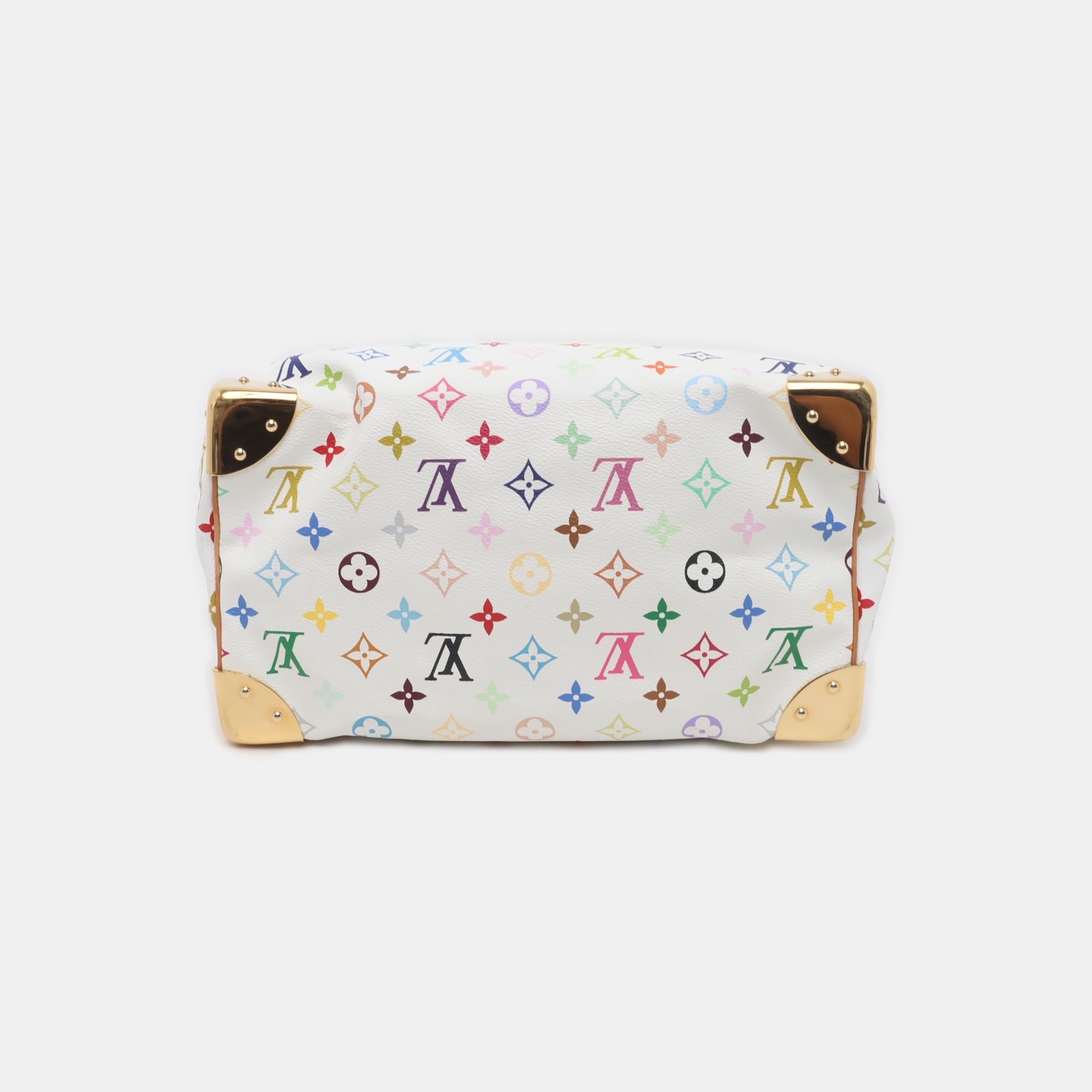 Louis Vuitton x Takashi Murakami Speedy 30 Lock White Multicolor For Sale 2