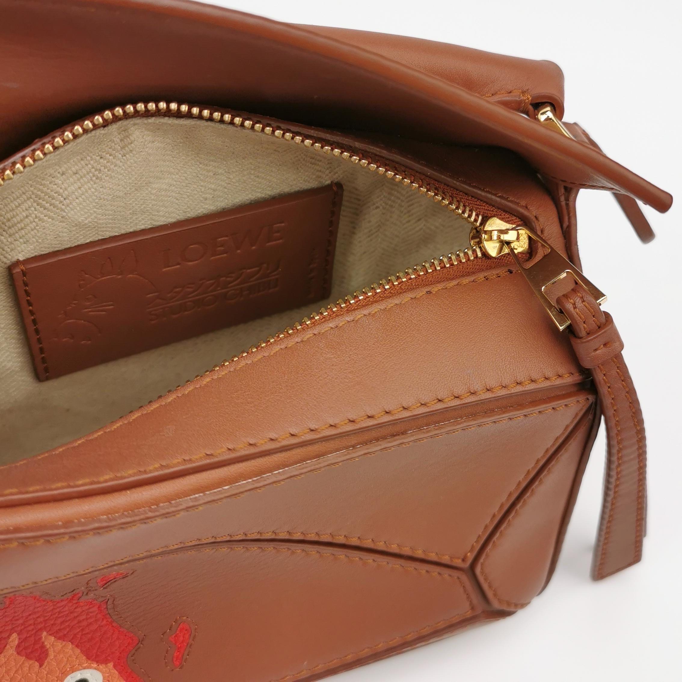 Loewe x Howl's Moving Castle Studio Ghibli Puzzle Calcifer Mini Tan Brown 6