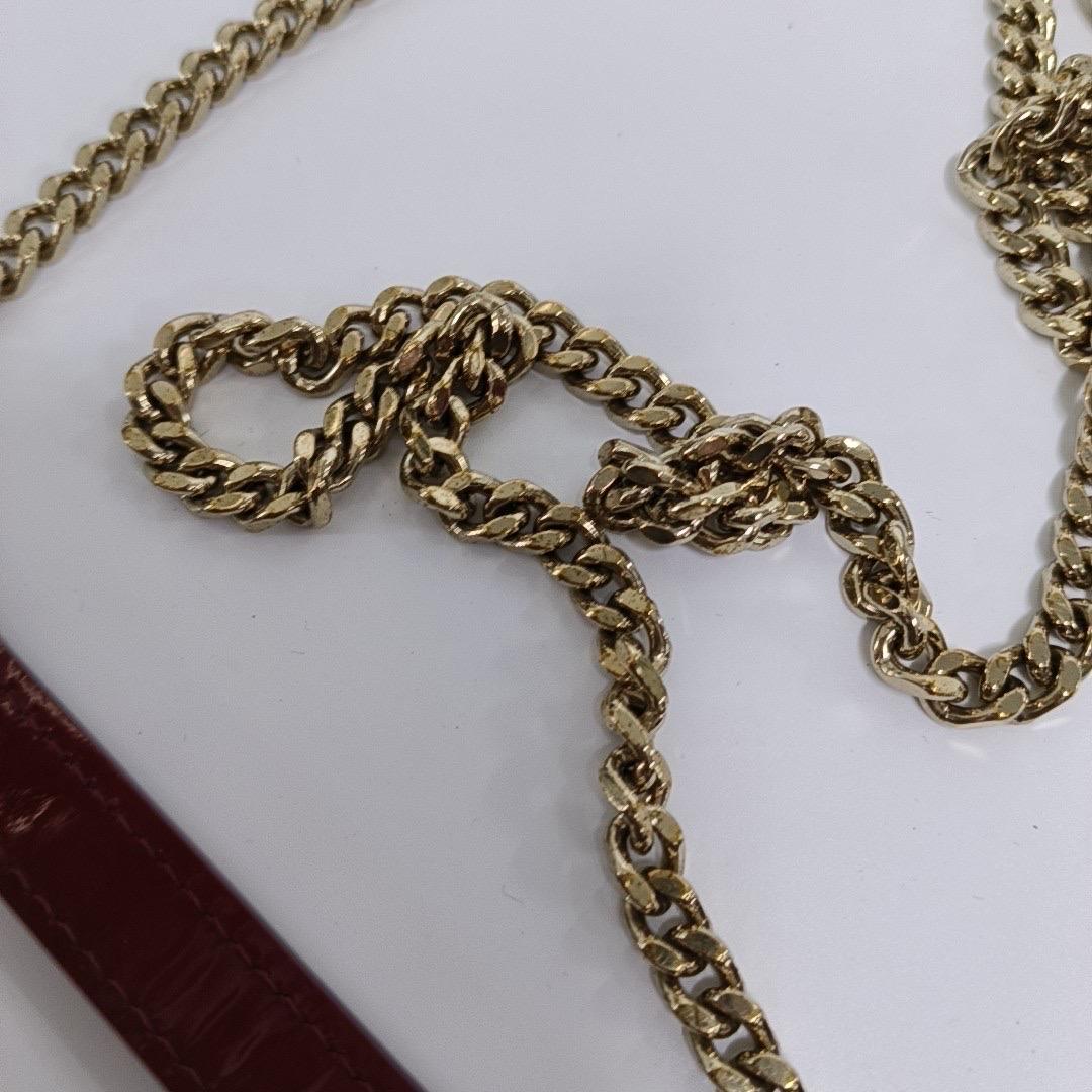Lady Dior Mini Handbag Burgundy Red Patent Leather Gold-tone Chain Strap 11
