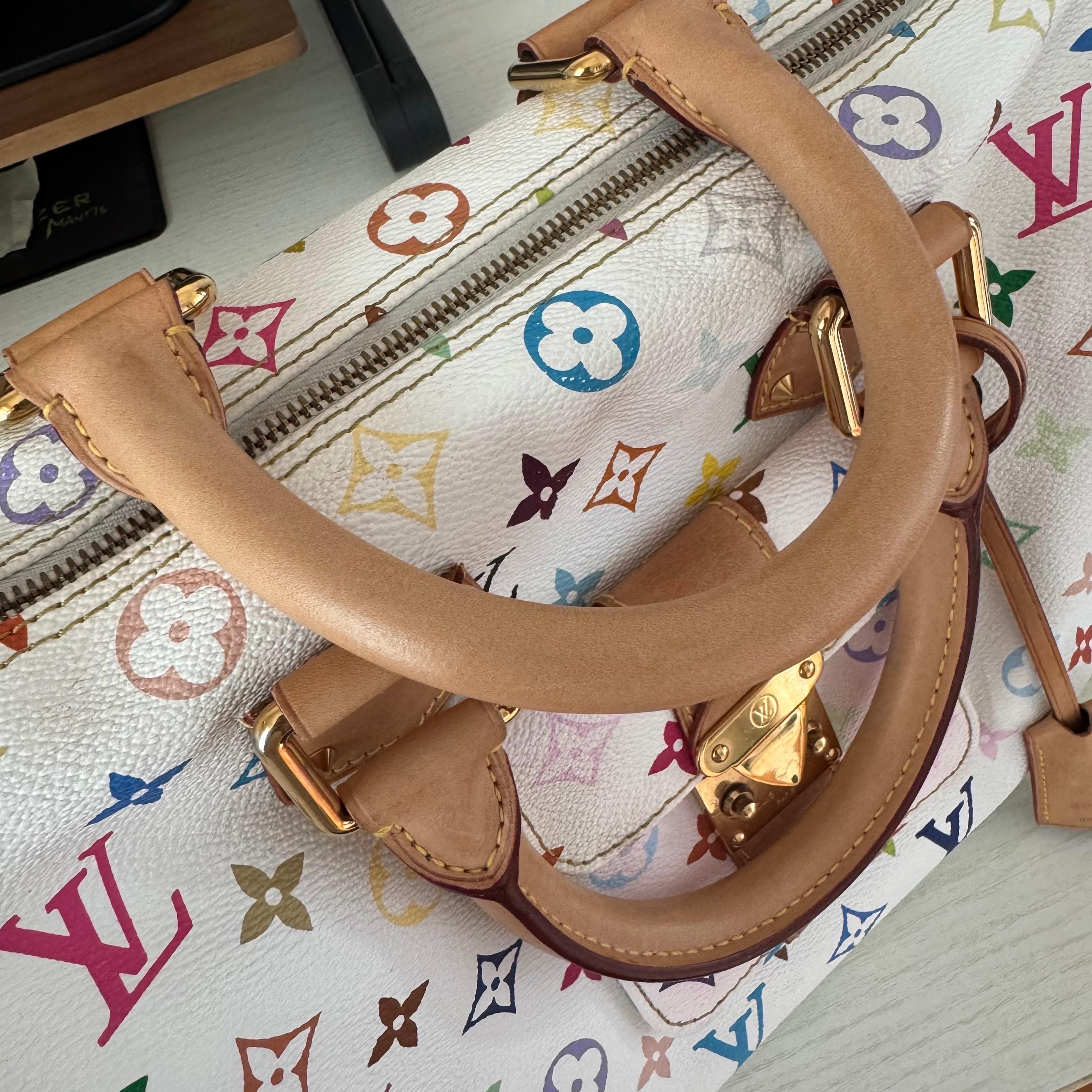 Louis Vuitton x Takashi Murakami Speedy 30 Lock White Multicolor For Sale 4