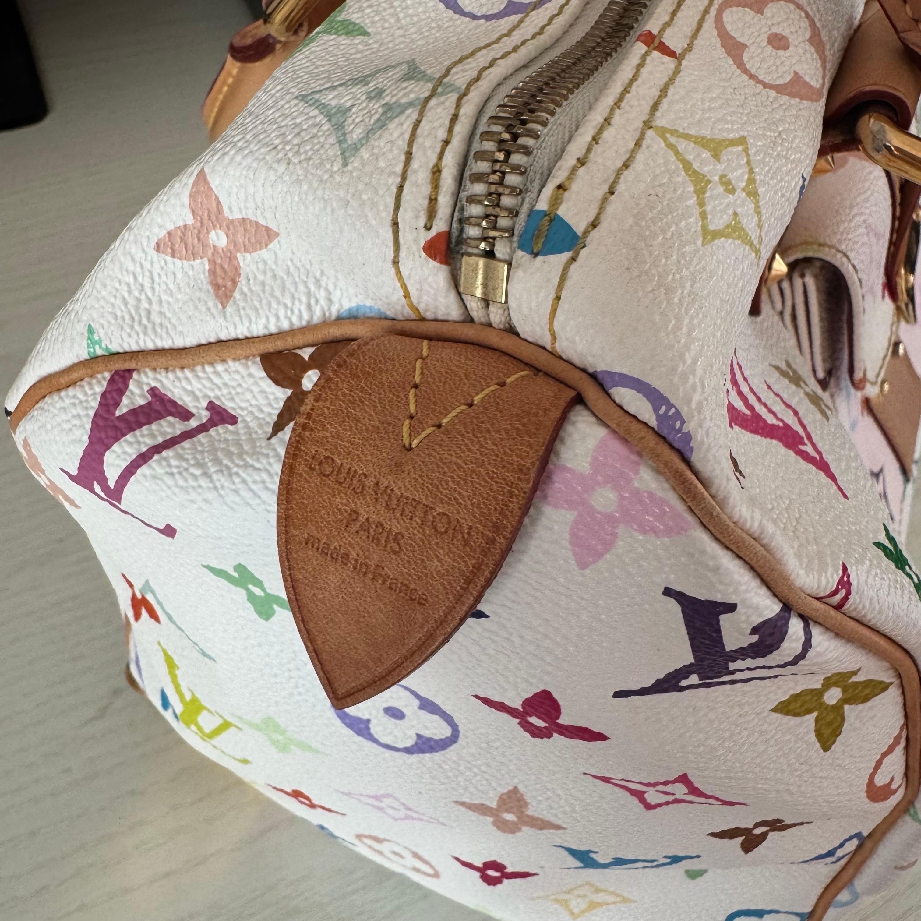 Louis Vuitton x Takashi Murakami Speedy 30 Lock White Multicolor For Sale 7