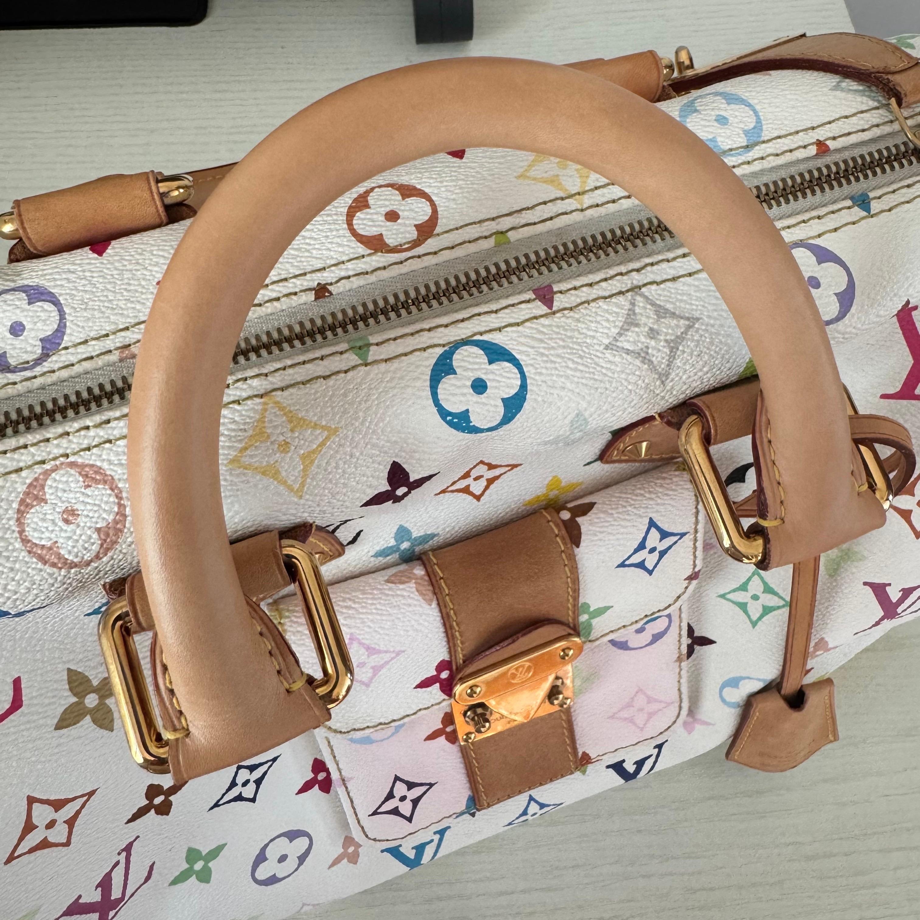 Louis Vuitton x Takashi Murakami Speedy 30 Lock White Multicolor For Sale 6