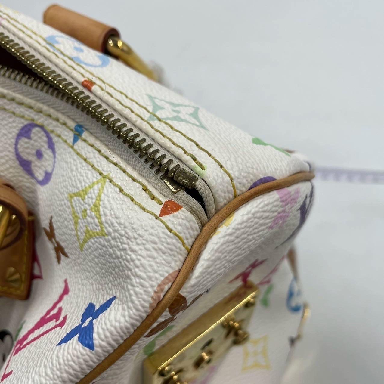Louis Vuitton x Takashi Murakami Speedy 30 Lock White Multicolor For Sale 9