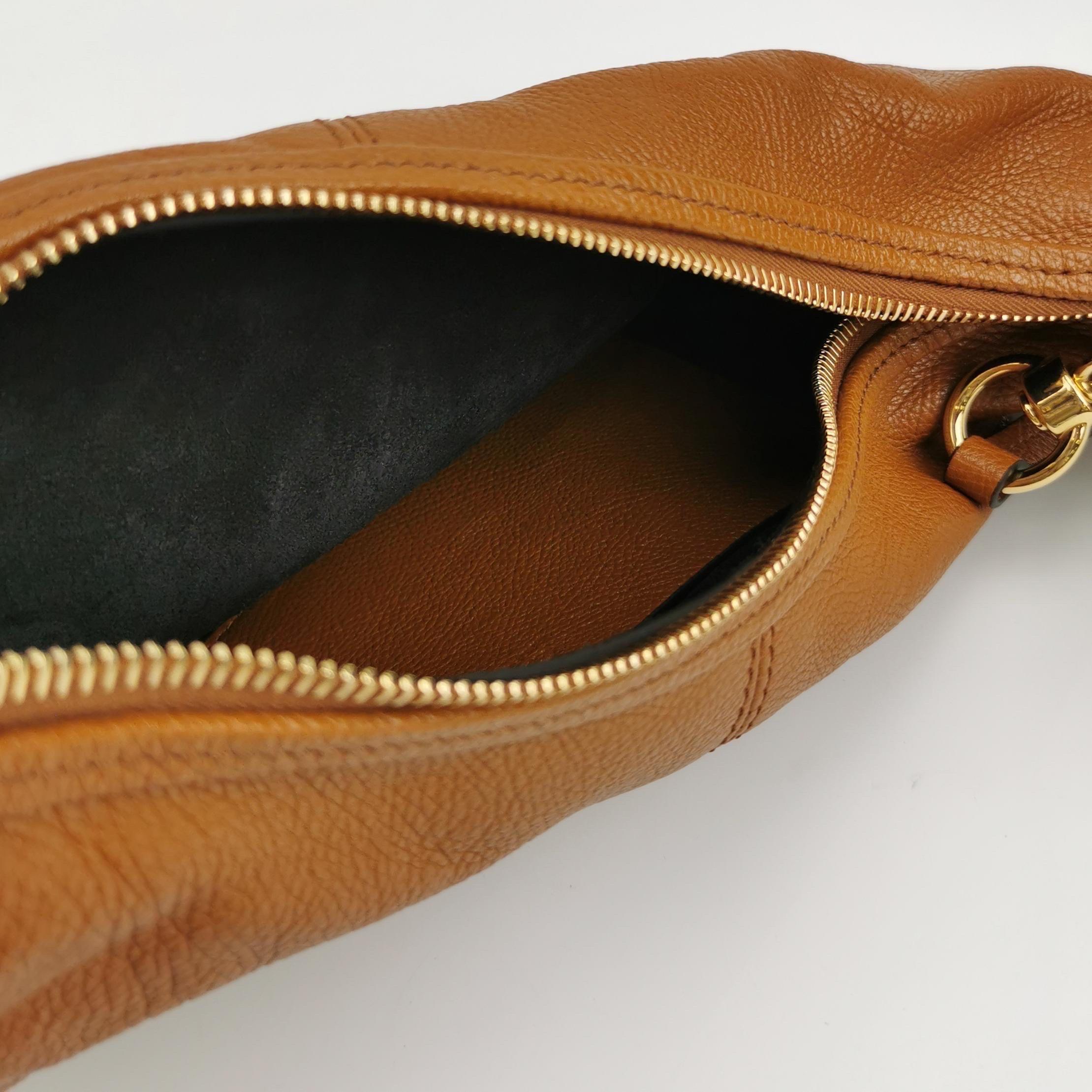 CHLOÉ Bracelet Embellished Brown Glossed Textured-leather Shoulder Bag For Sale 1