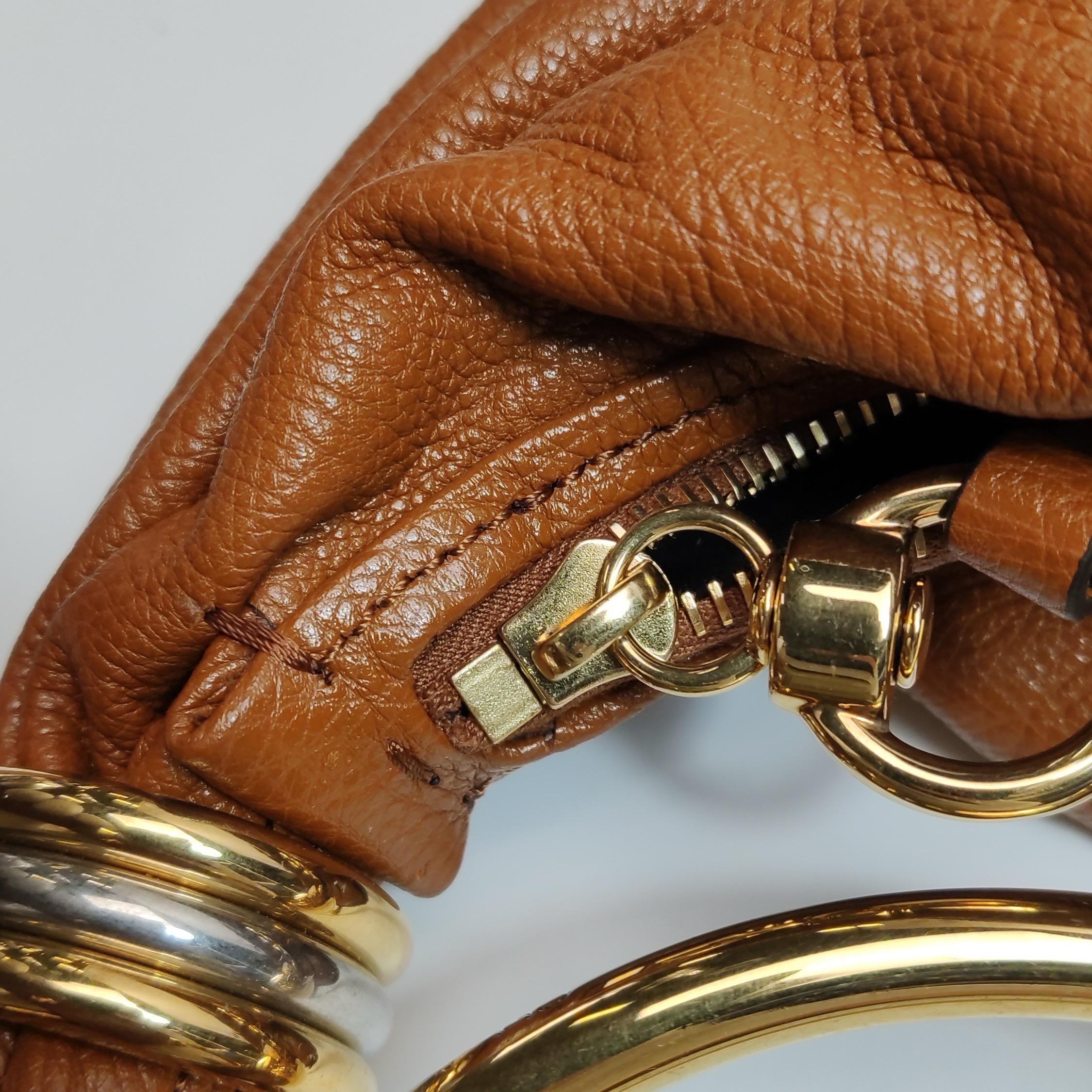 CHLOÉ Bracelet Embellished Brown Glossed Textured-leather Shoulder Bag For Sale 9