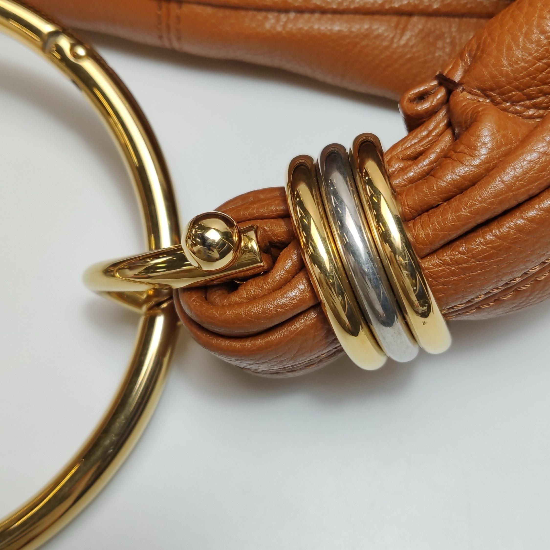 CHLOÉ Bracelet Embellished Brown Glossed Textured-leather Shoulder Bag For Sale 10