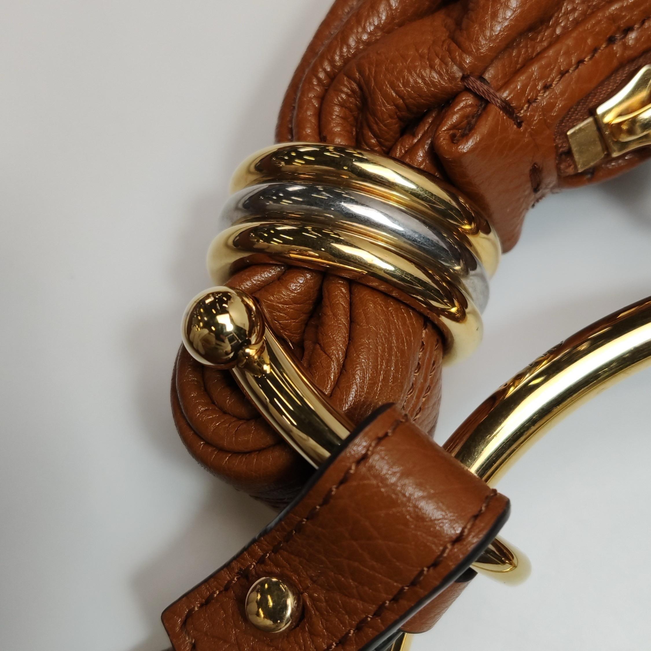 CHLOÉ Bracelet Embellished Brown Glossed Textured-leather Shoulder Bag For Sale 12