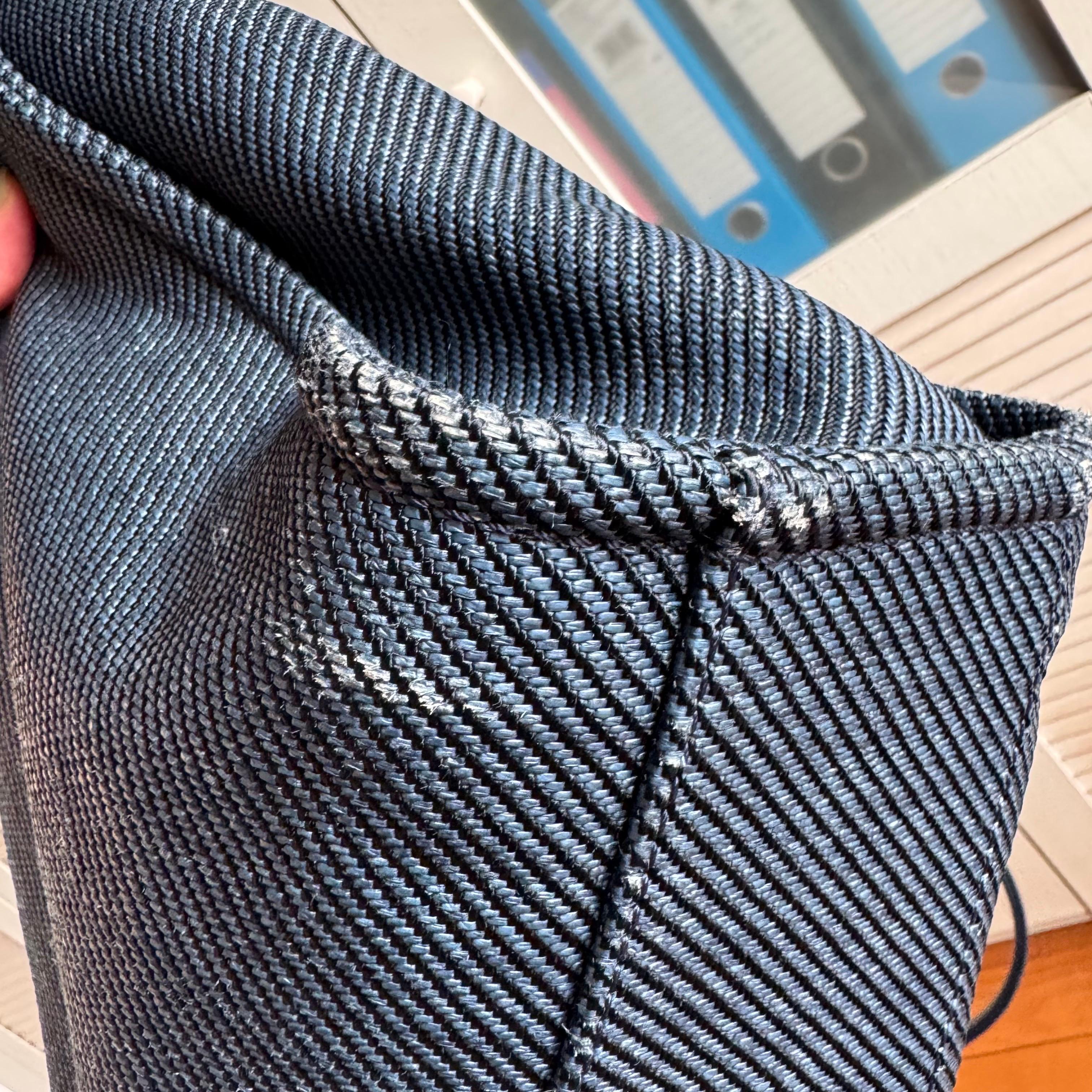 Chanel Deauville Tote Navy Denim Cloth Leather Chain Strap Small 34cm For Sale 10