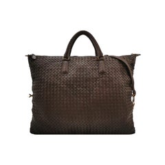 Bottega Veneta Maxi Convertible Tote Piel Marrón Chocolate Oscuro Herrajes Dorados