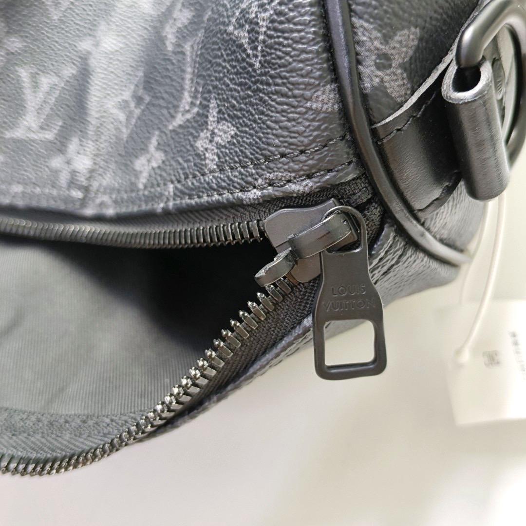 Louis Vuitton Keepall 50 Bandouliere Schwarz Monogram Blumendrucke 6