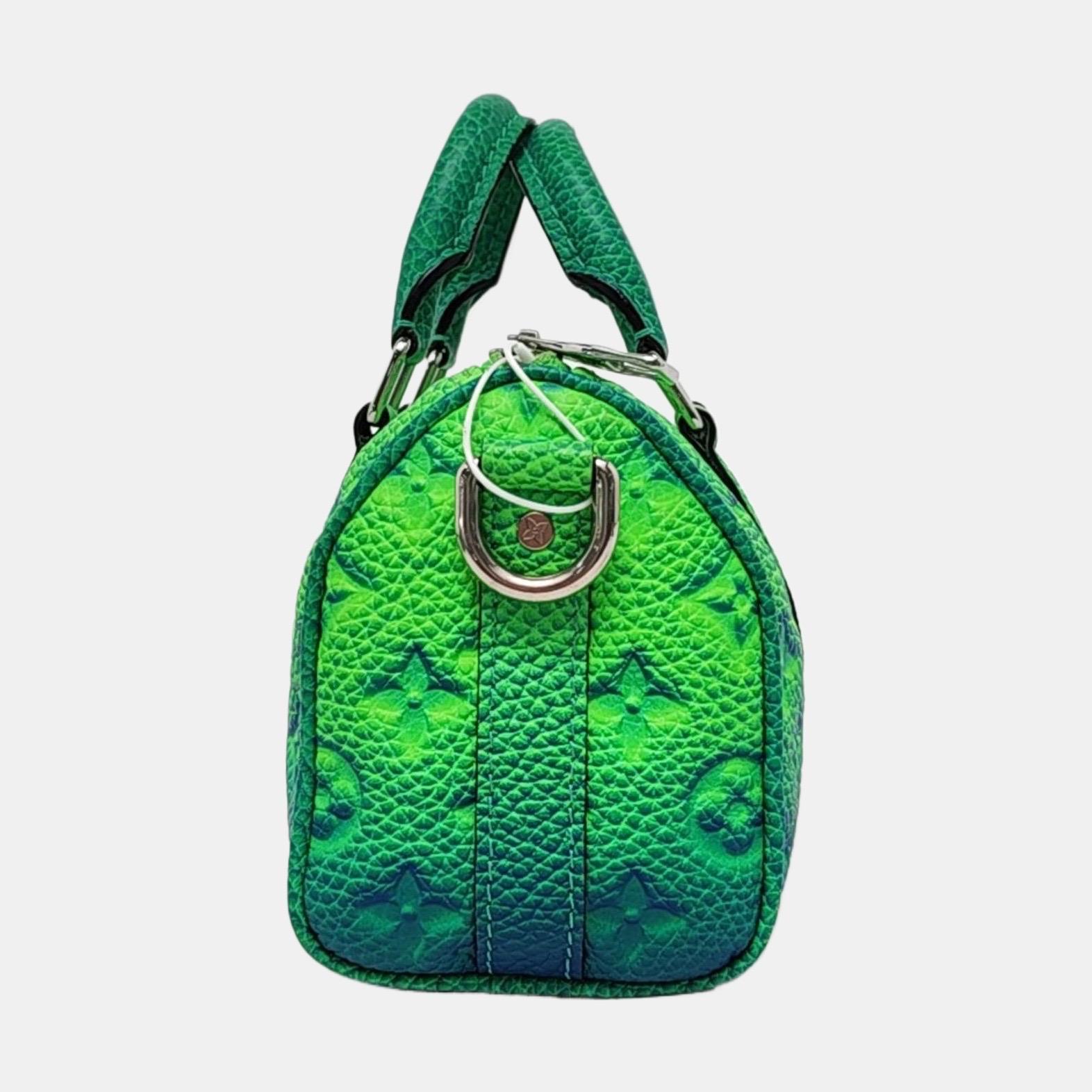 Louis Vuitton Keepall Nano Virgil Abloh Illusion Verde/Blu Pelle Taurillon Cr in vendita 2