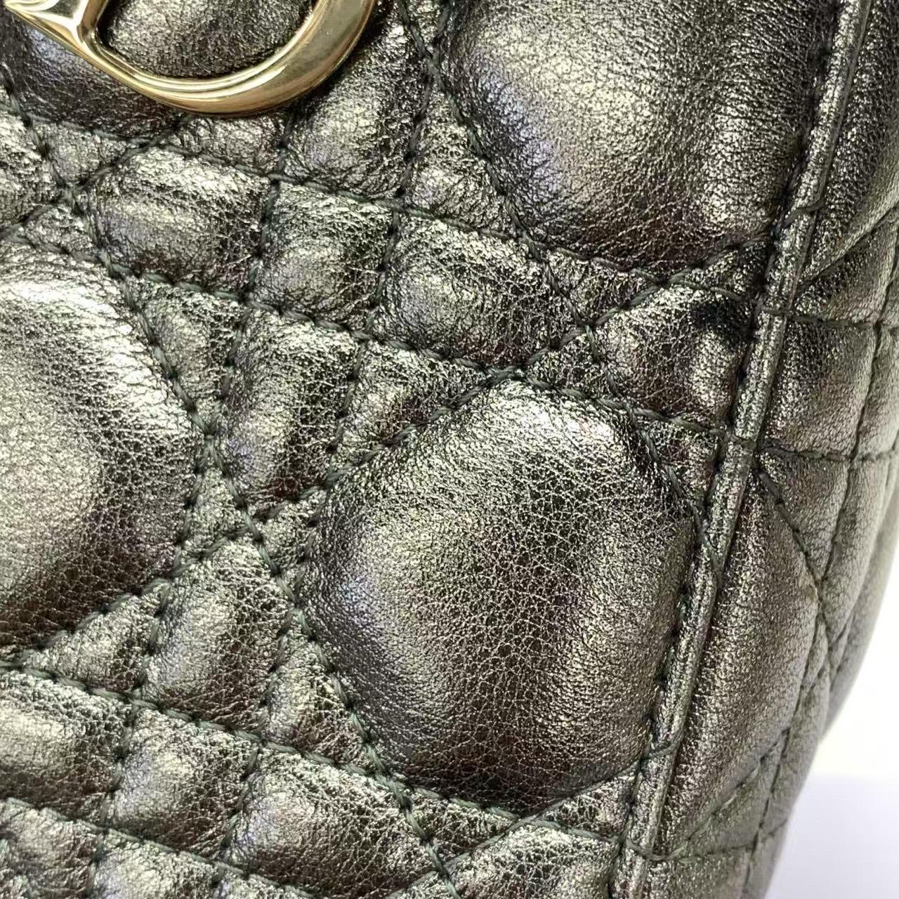Lady Dior Small ABCdior Metallic Grey Cannage Lambskin Handbag with Strap 2019 en vente 13