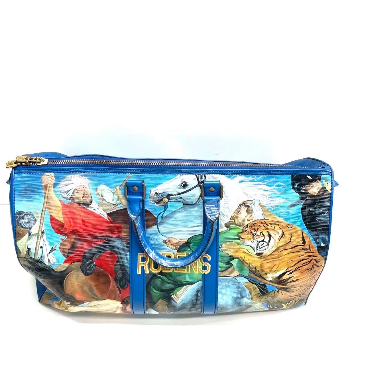 Louis Vuitton x Jeff Koons Keepall Bandouliere Peter Paul Rubens Masters 45 Blau (Grau) im Angebot