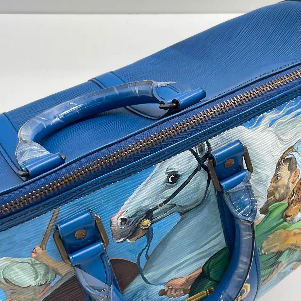 Louis Vuitton x Jeff Koons Keepall Bandouliere Peter Paul Rubens Masters 45 Blau im Angebot 11