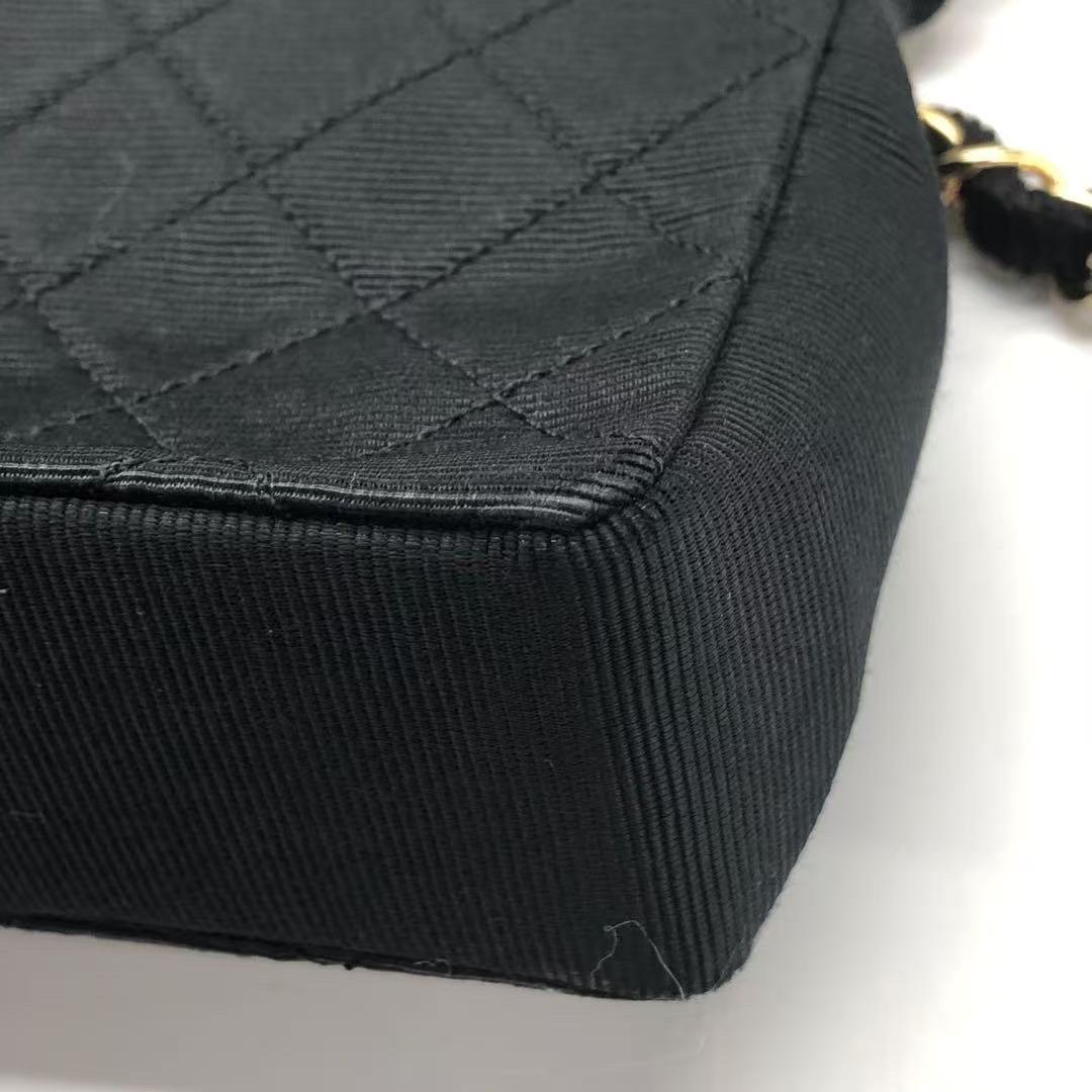Chanel Vintage Fabric Extra Mini Flap Bag 24k Gold Button Strap im Angebot 1