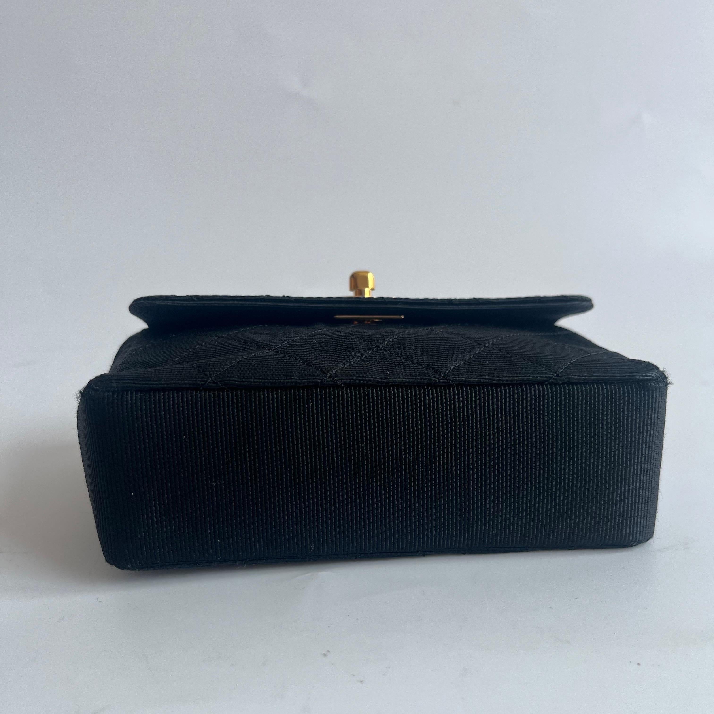 Chanel Vintage Fabric Extra Mini Flap Bag 24k Gold Button Strap im Angebot 9