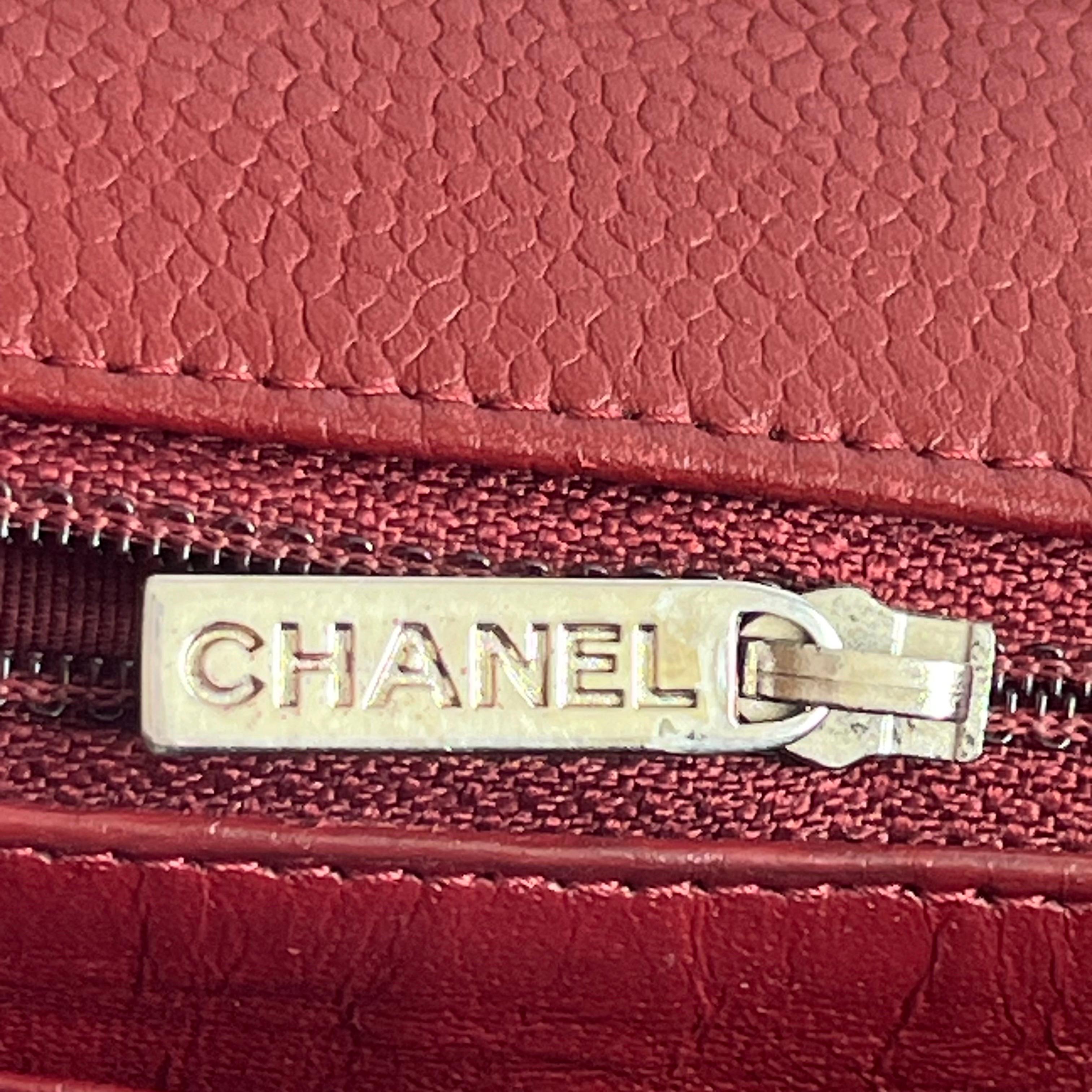 Chanel Classic Flap Rectangular Mini Burgundy Caviar Leather Silver Hardware en vente 14