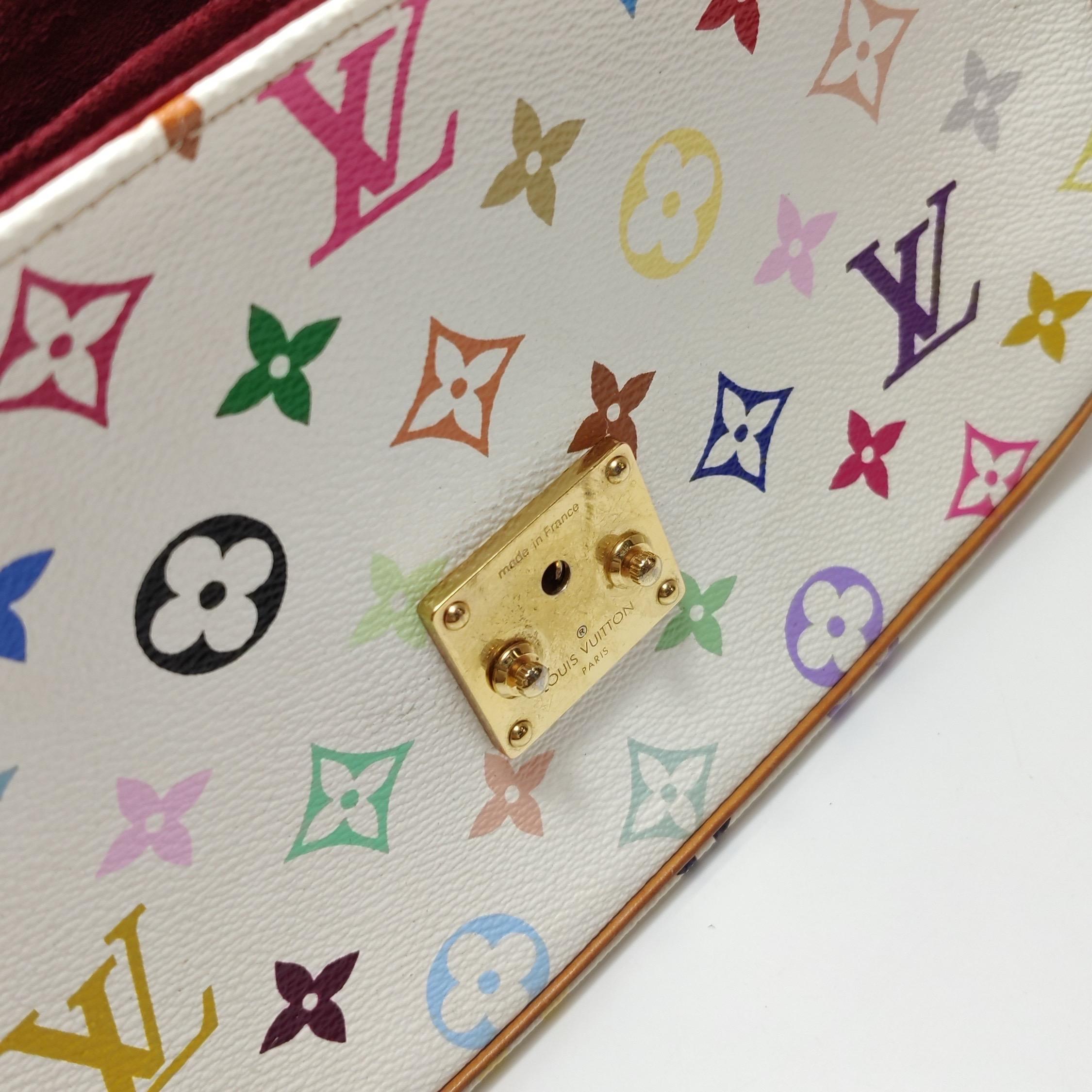 Louis Vuitton x Takashi Murakami Sologne Messenger Crossbody Bag Weiß Multicolo im Angebot 5