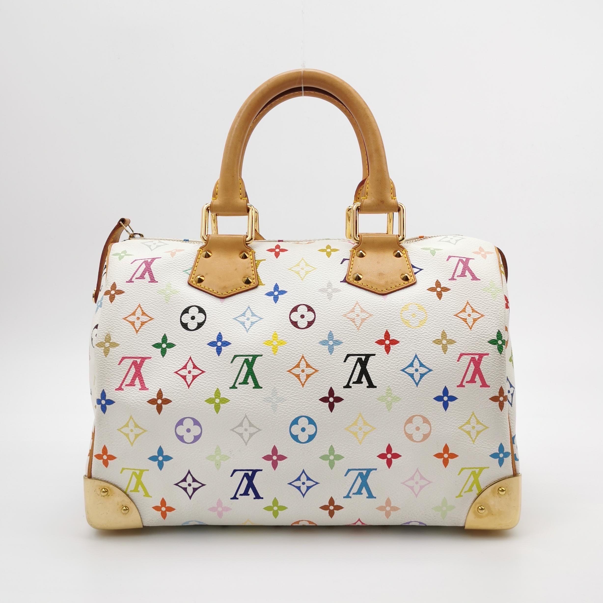 Louis Vuitton x Takashi Murakami Speedy 30 Lock Blanc Multicolore Pour femmes en vente