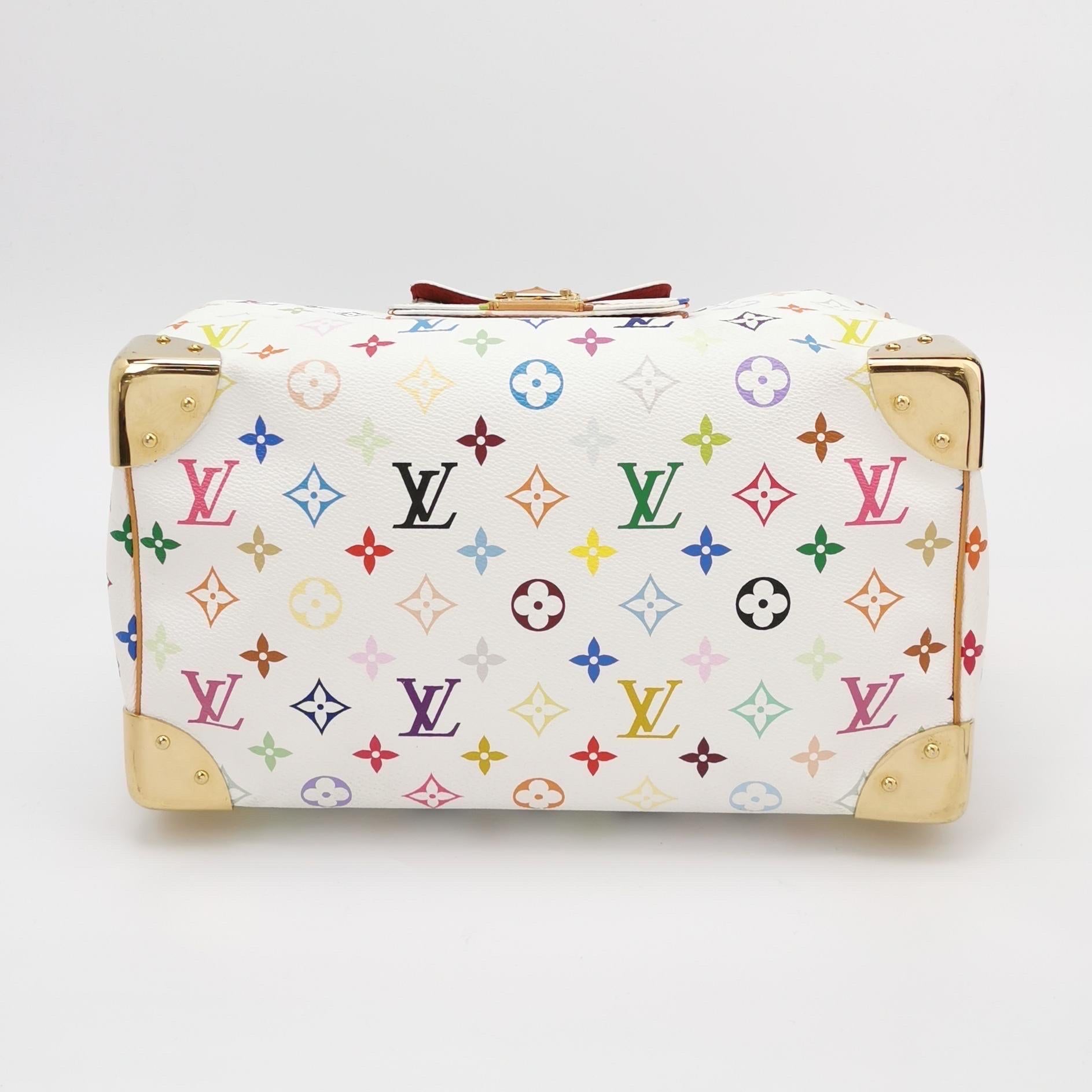 Louis Vuitton x Takashi Murakami Speedy 30 Lock Blanc Multicolore en vente 1