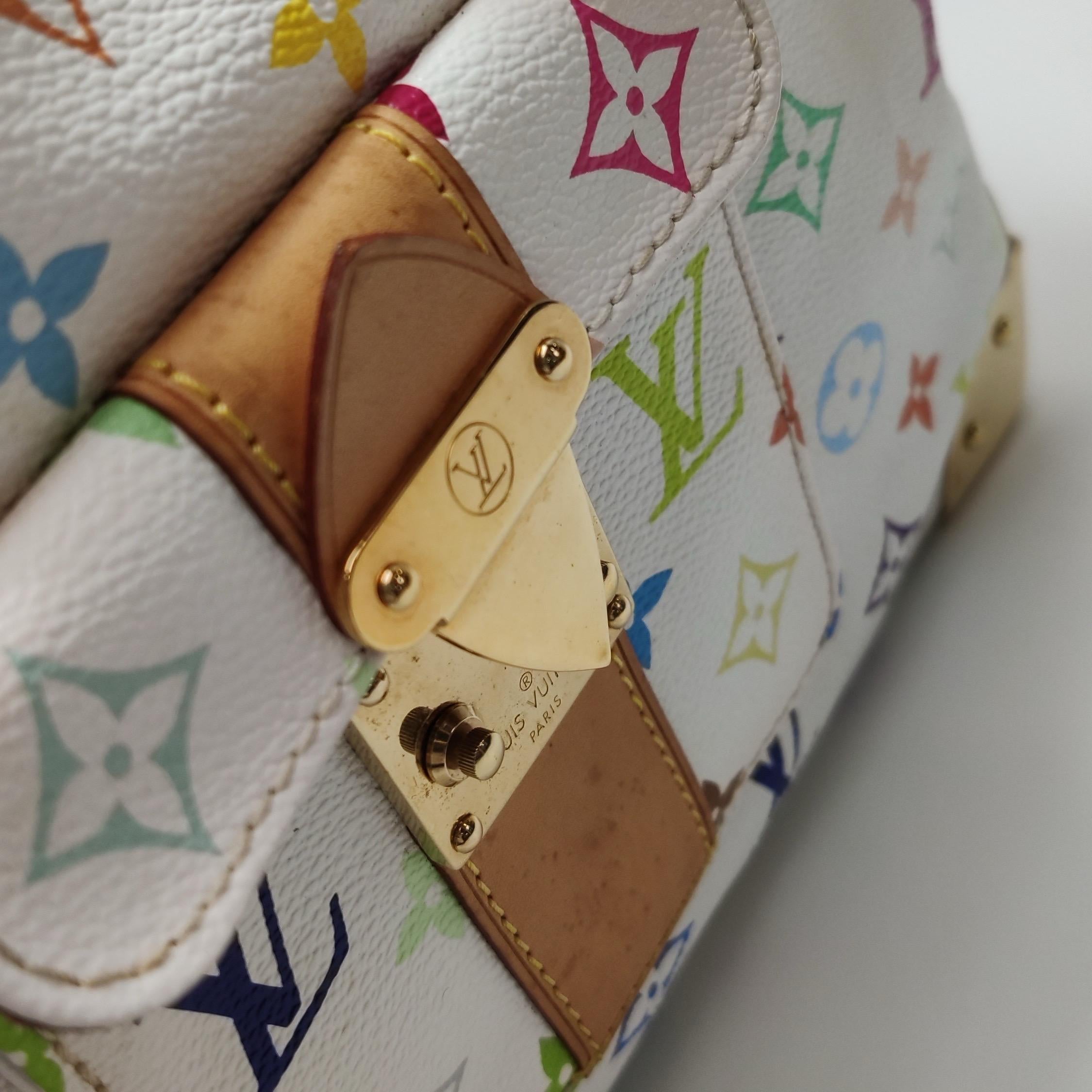 Louis Vuitton x Takashi Murakami Speedy 30 Lock Blanc Multicolore en vente 7