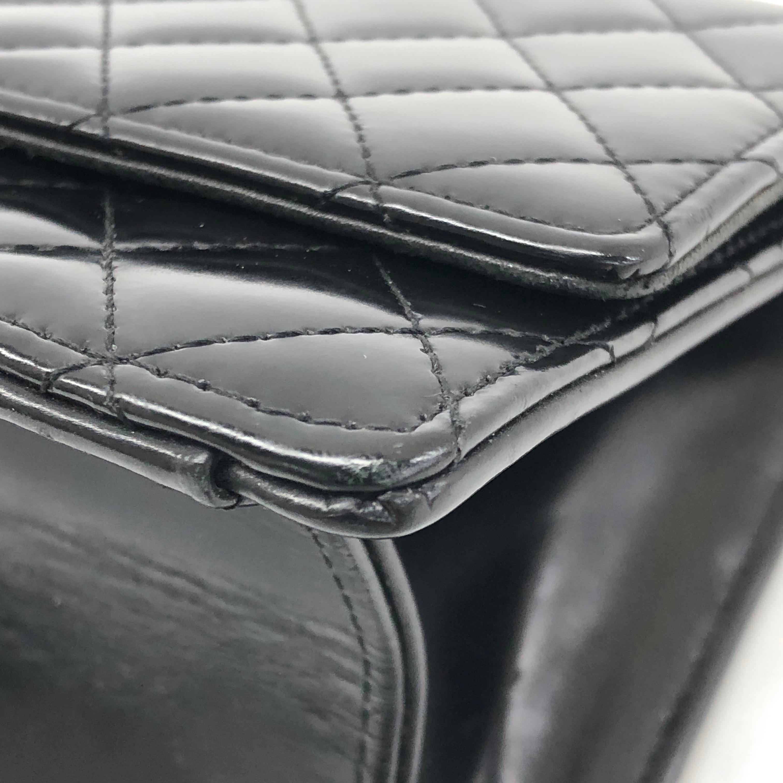 Chanel Classic Flap Medium East West Schwarzes Kalbsleder 2011-2012 im Angebot 4