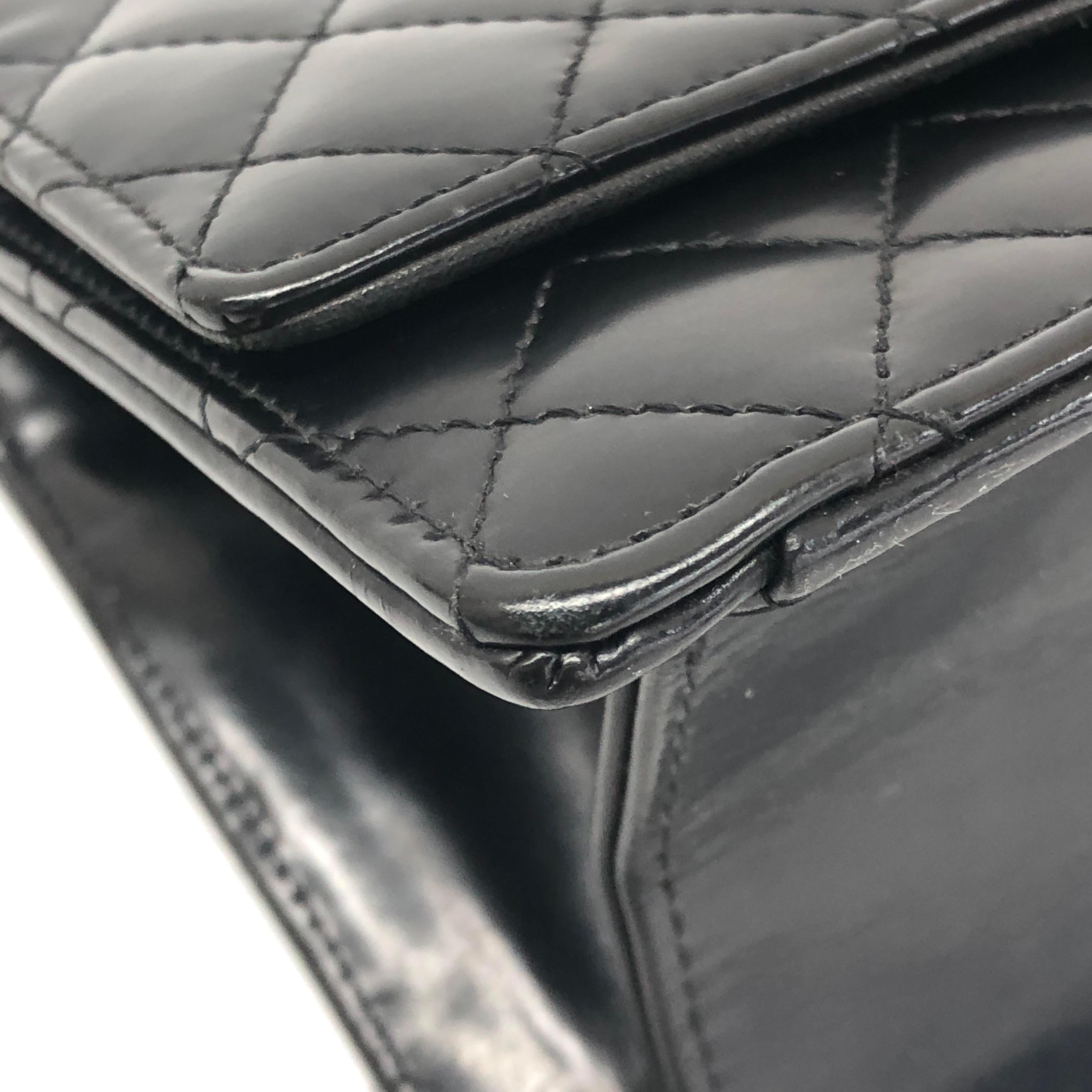 Chanel Classic Flap Medium East West Schwarzes Kalbsleder 2011-2012 im Angebot 6