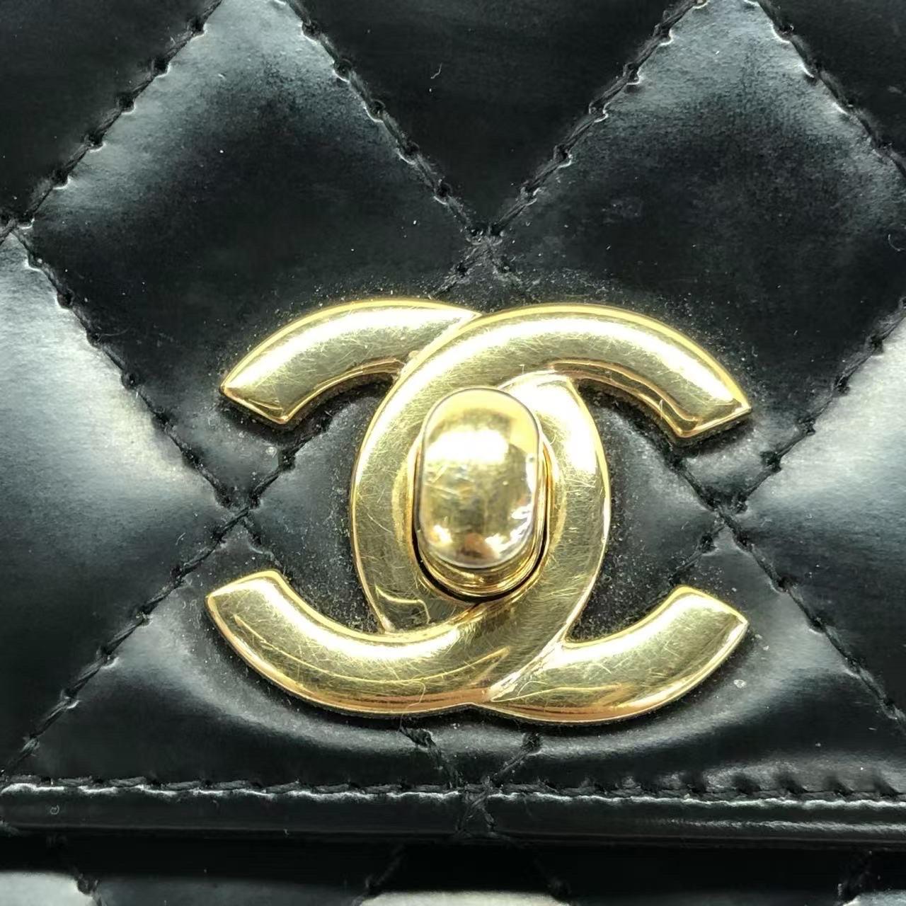 Chanel Classic Flap Medium East West Schwarzes Kalbsleder 2011-2012 im Angebot 12