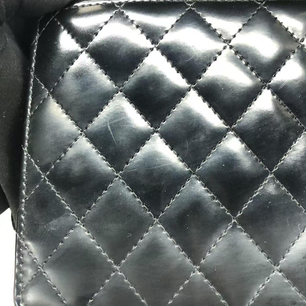 Chanel Classic Flap Medium East West Schwarzes Kalbsleder 2011-2012 im Angebot 13