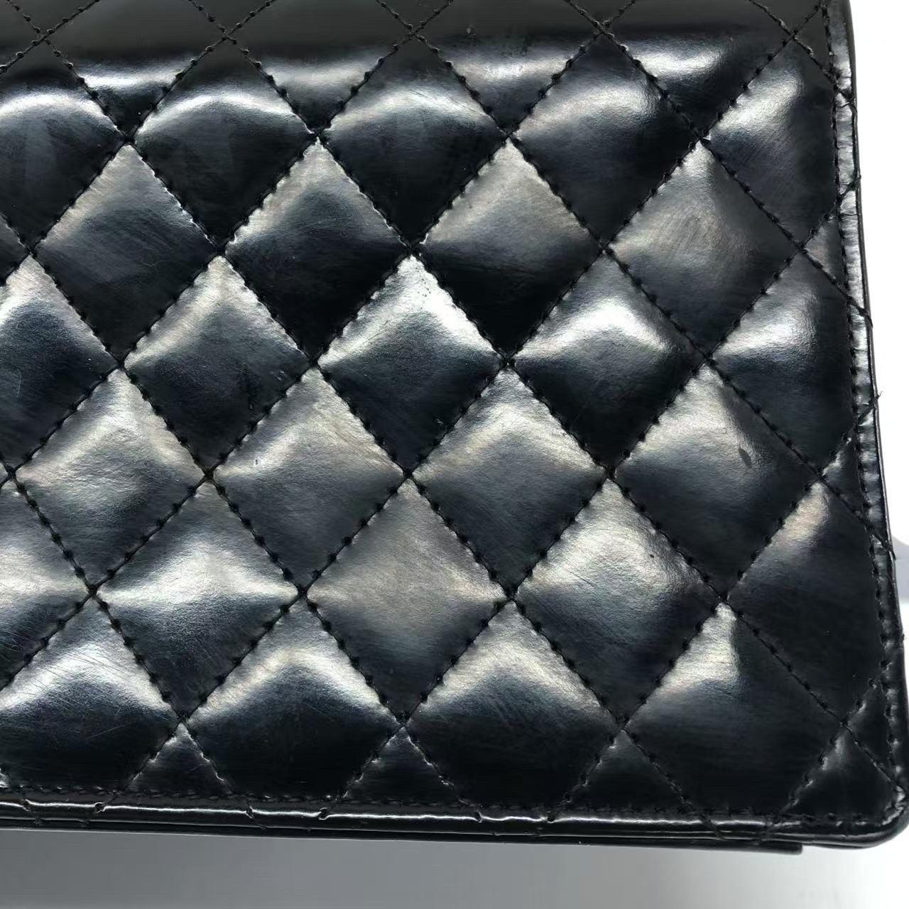 Chanel Classic Flap Medium East West Schwarzes Kalbsleder 2011-2012 im Angebot 14