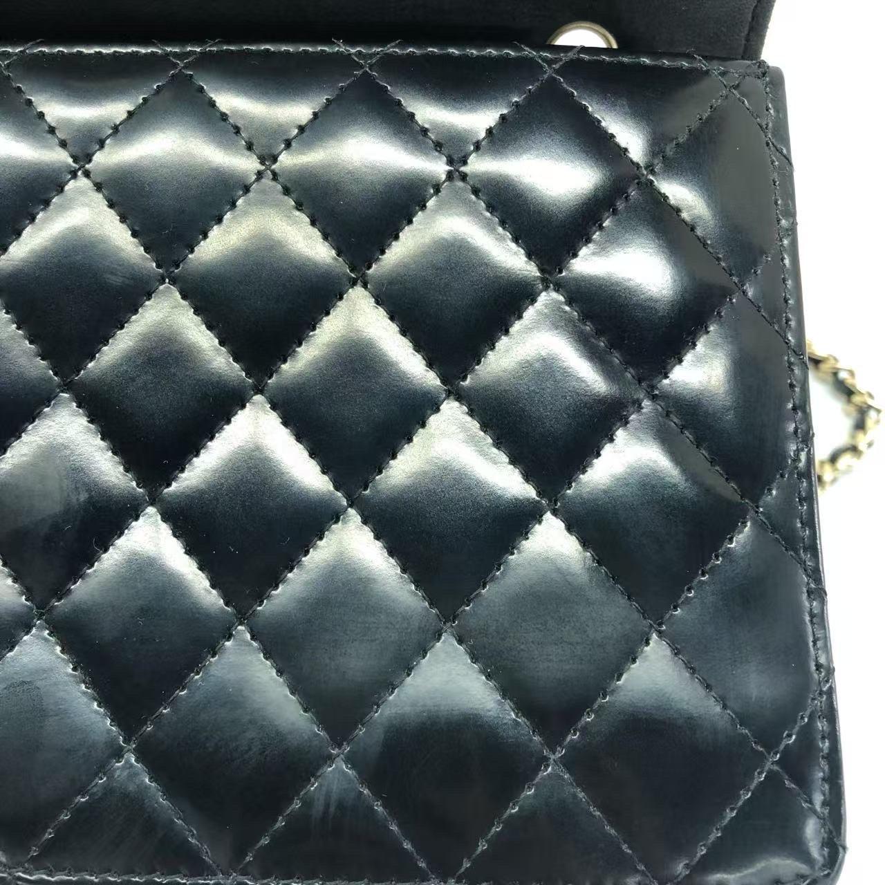 Chanel Classic Flap Medium East West Schwarzes Kalbsleder 2011-2012 im Angebot 15