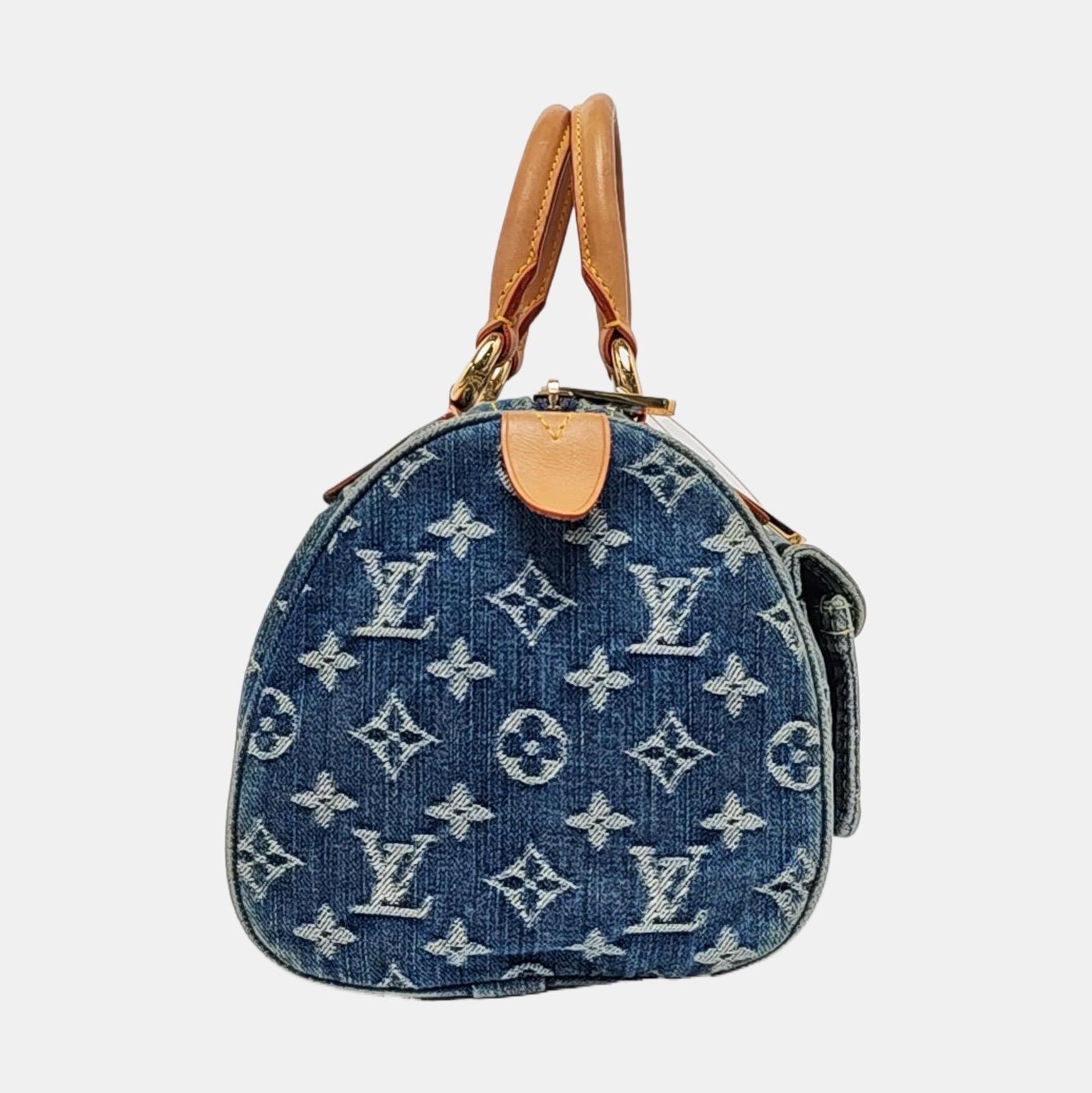 Blaue Denim Neo Speedy Boston Tasche von Louis Vuitton (Schwarz) im Angebot