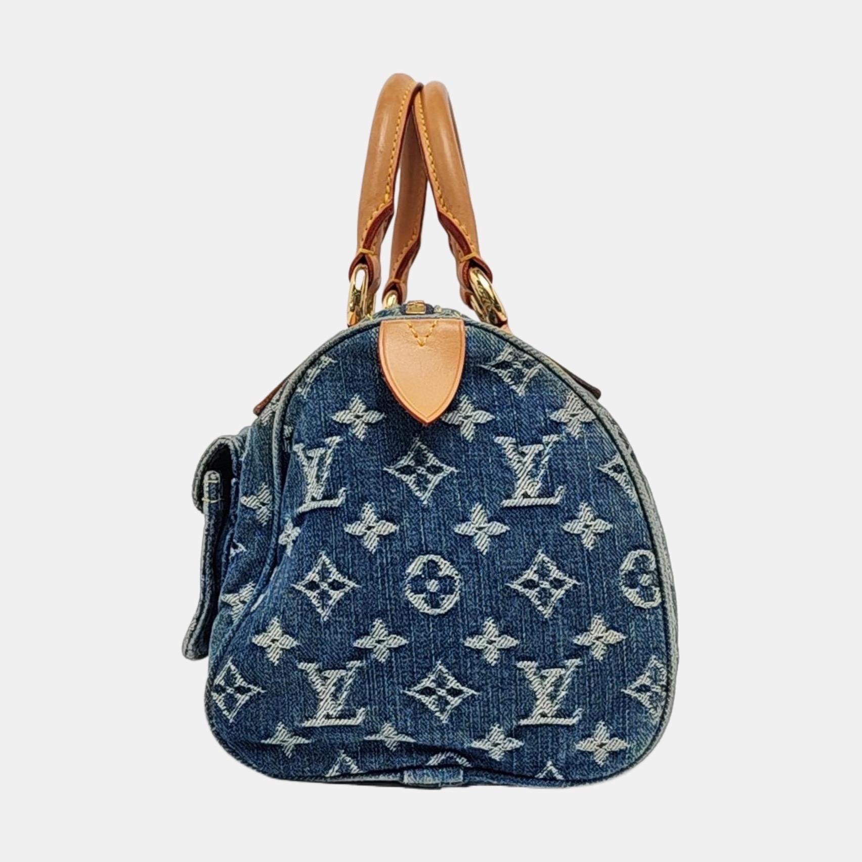 Blaue Denim Neo Speedy Boston Tasche von Louis Vuitton im Zustand „Gut“ im Angebot in AUBERVILLIERS, FR
