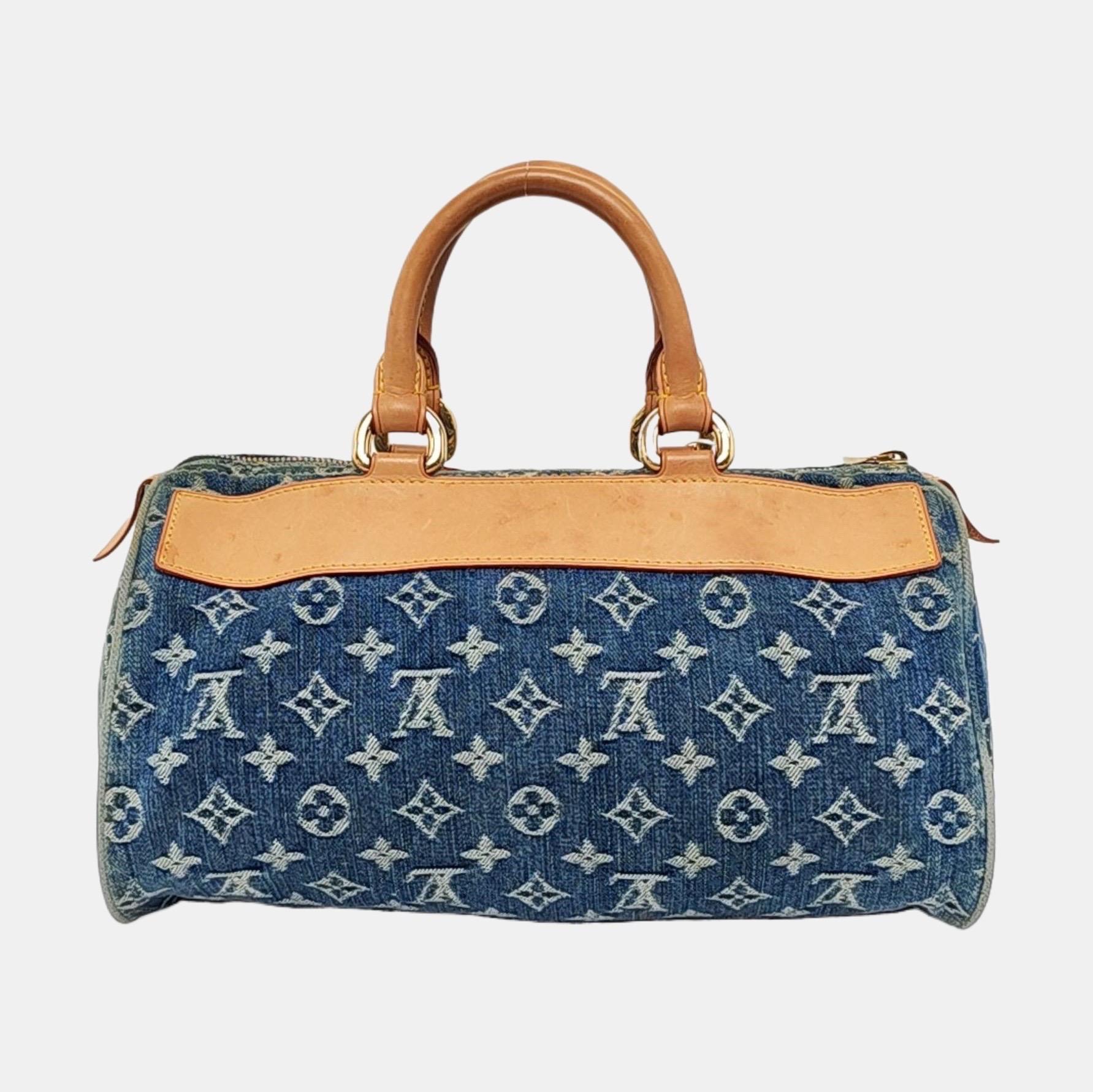 Blaue Denim Neo Speedy Boston Tasche von Louis Vuitton für Damen oder Herren im Angebot