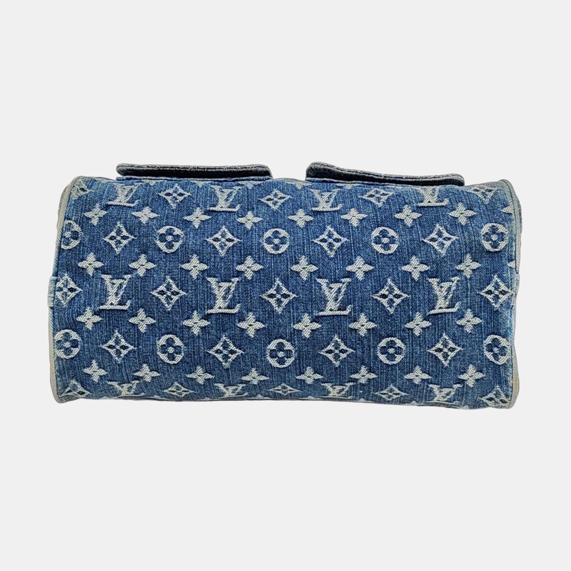 Blaue Denim Neo Speedy Boston Tasche von Louis Vuitton im Angebot 1