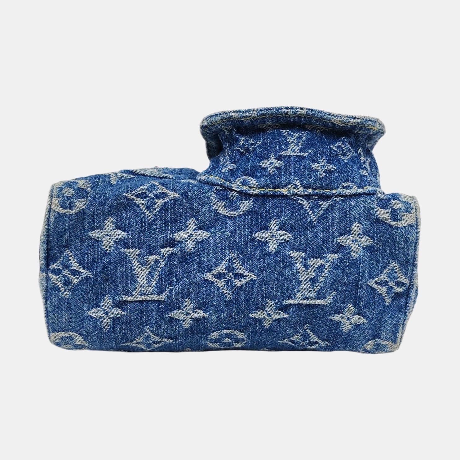 Louis Vuitton Neo Speedy Super Mini Borsa a tracolla in Denim Blu in vendita 2