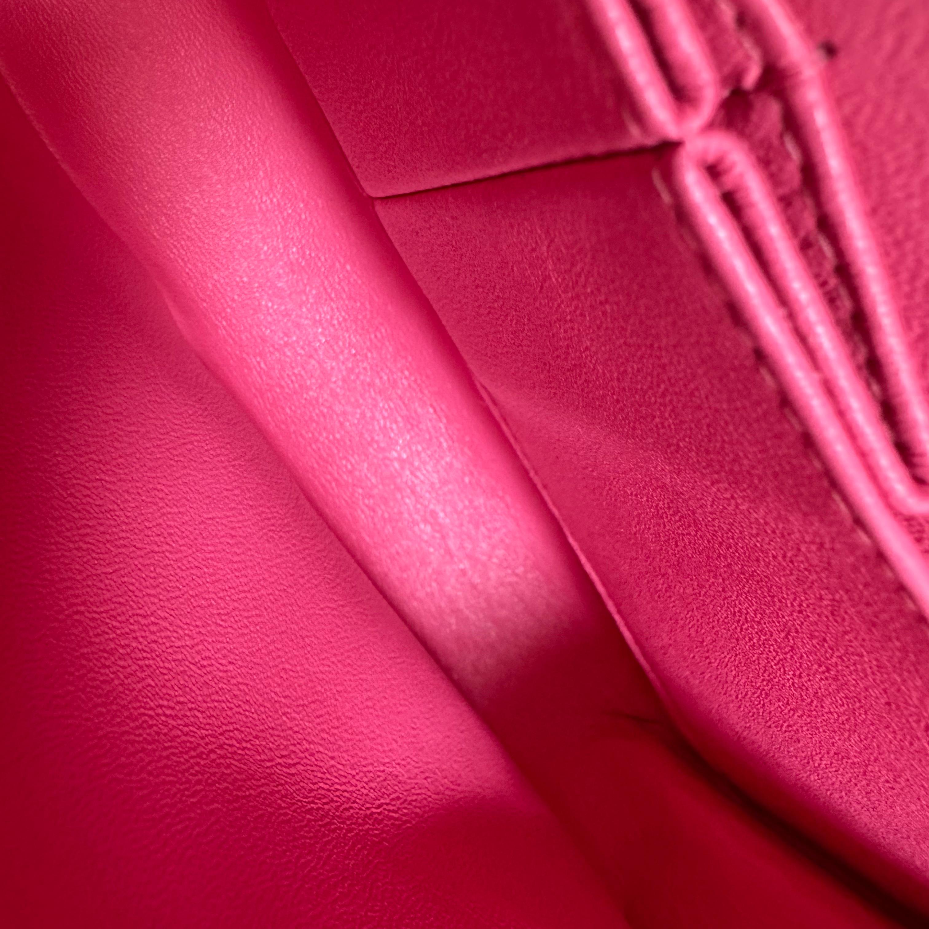 Chanel Classic Flap Medium Double Flap Pink Jersey Silver Hardware 2014 en vente 6