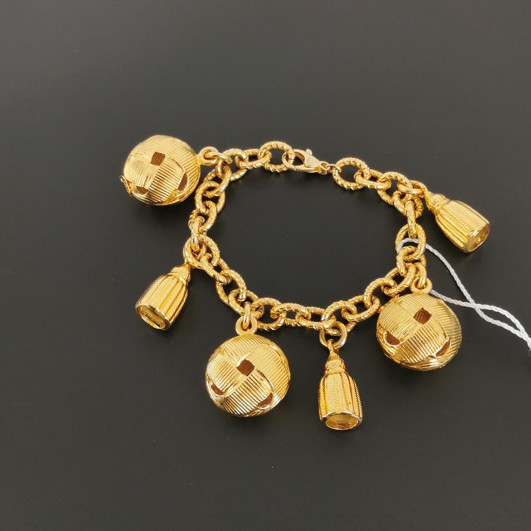 Celine 1990s Gold-tone Charms Bracelet For Sale at 1stDibs