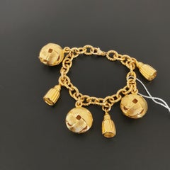 Celine 1990s Gold-tone Charms Bracelet