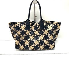 Bottega Veneta Cabat Tote Intrecciato Black and Beige Leather