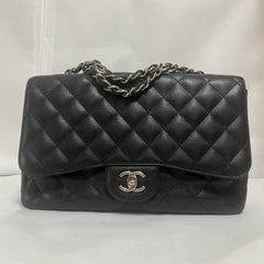 Chanel Classic Flap Jumbo 2009 Black Caviar Leather Single Flap Silver Hardware